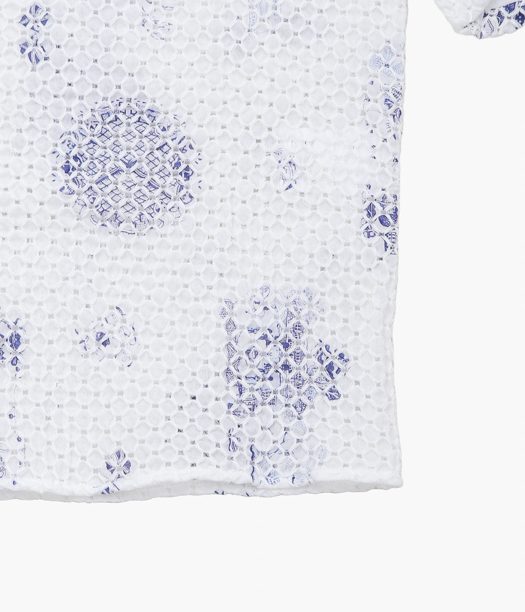 OLDMAN'S TAILOR ''TRELLIS CS BALLOON SLEEVE BLOUSE'' (LONDON BLUE WILLOW)