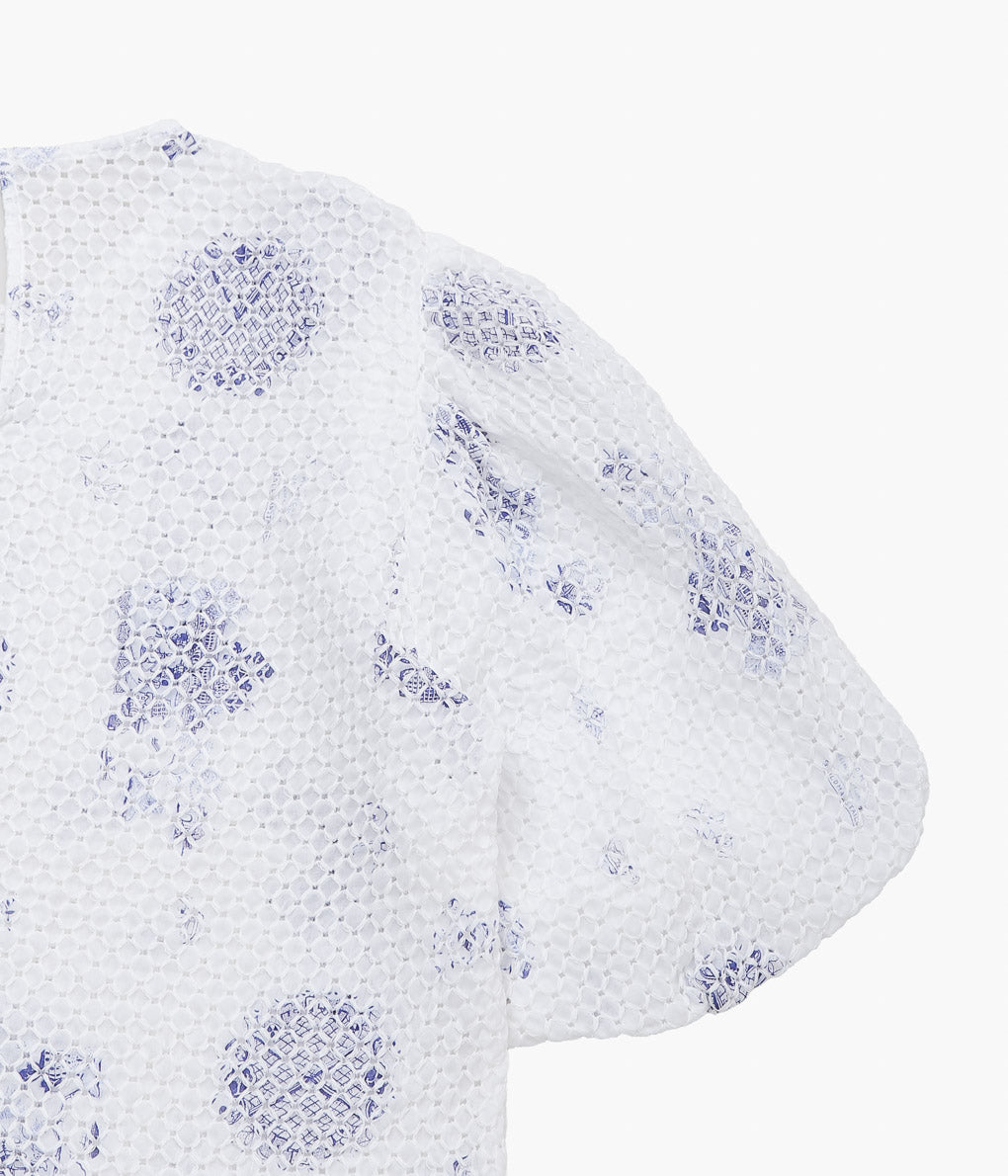 OLDMAN'S TAILOR ''TRELLIS CS BALLOON SLEEVE BLOUSE'' (LONDON BLUE WILLOW)