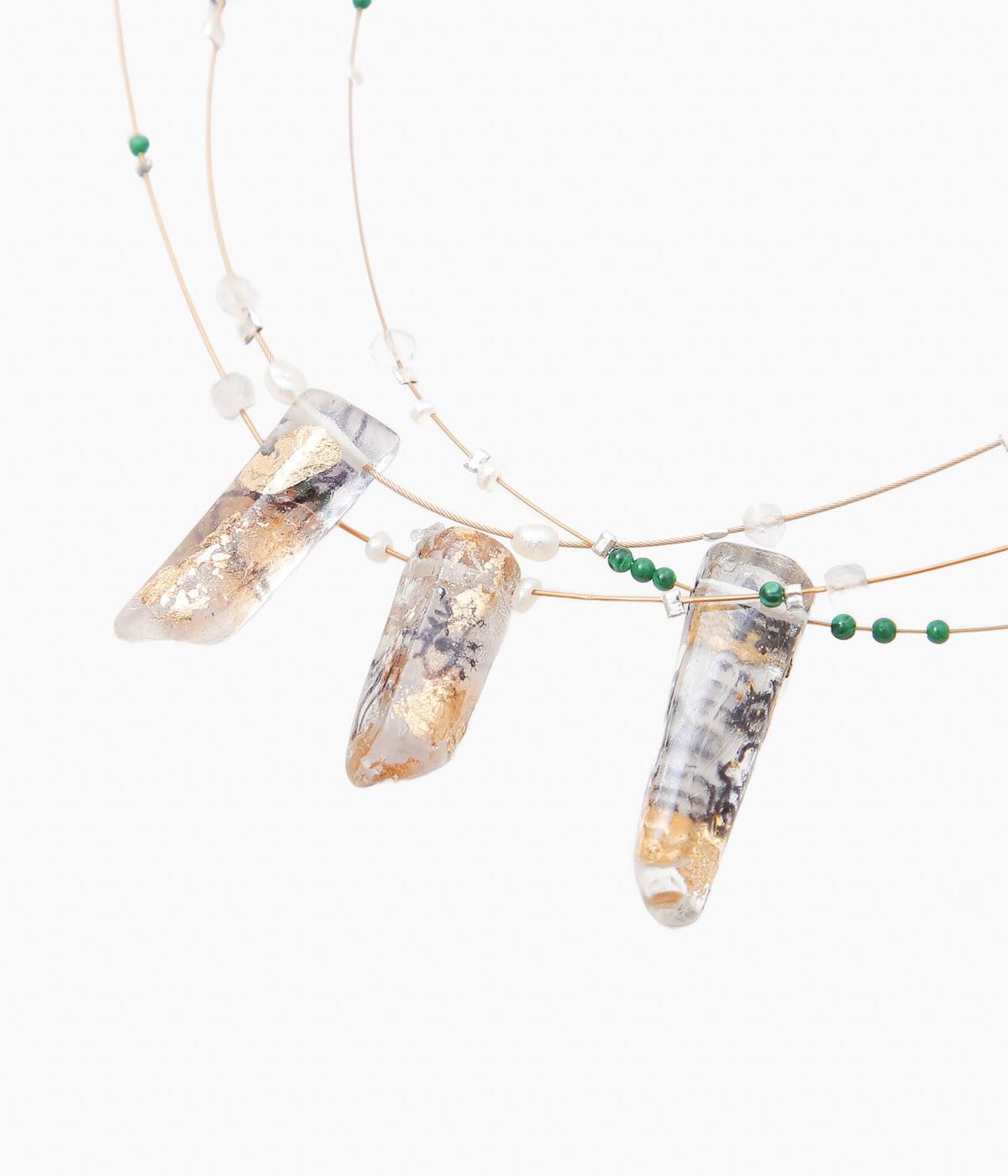 ORNAMENT&CRIME ''CRYSTAL BEADS CHOKER'' (CRYSTAL/SILVER/STONE)