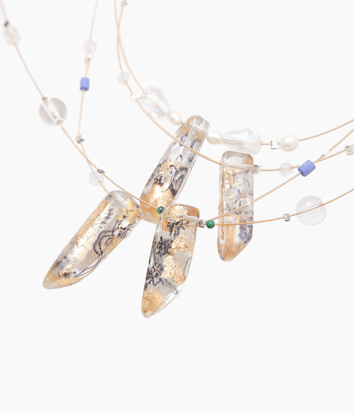 ORNAMENT&CRIME ''CRYSTAL BEADS CHOKER'' (CRYSTAL/SILVER/STONE)