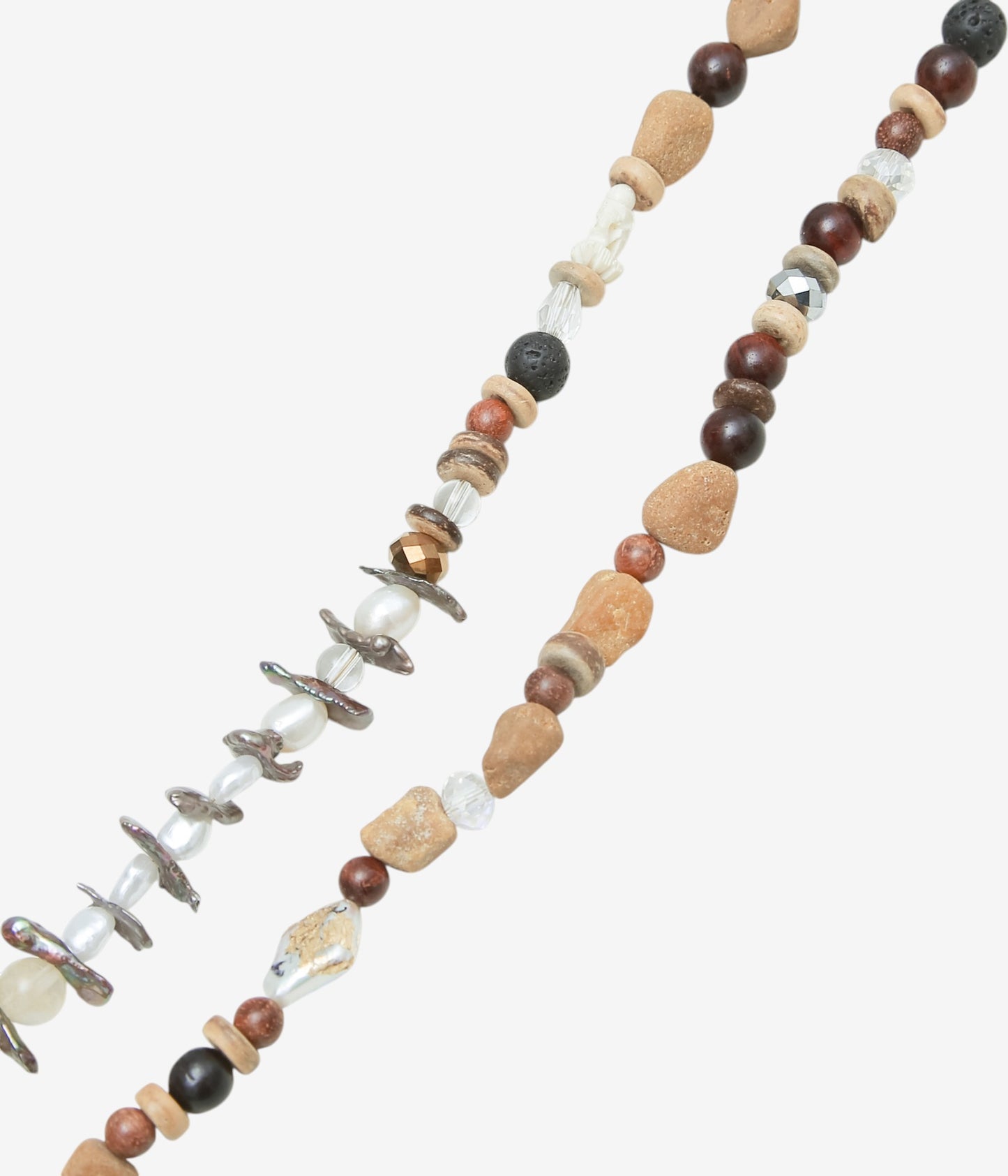 ORNAMENT&CRIME ''EARTH BEADS PEARL NECKLACE/1'' (PEALS/WOODS/STONES/SILVER)