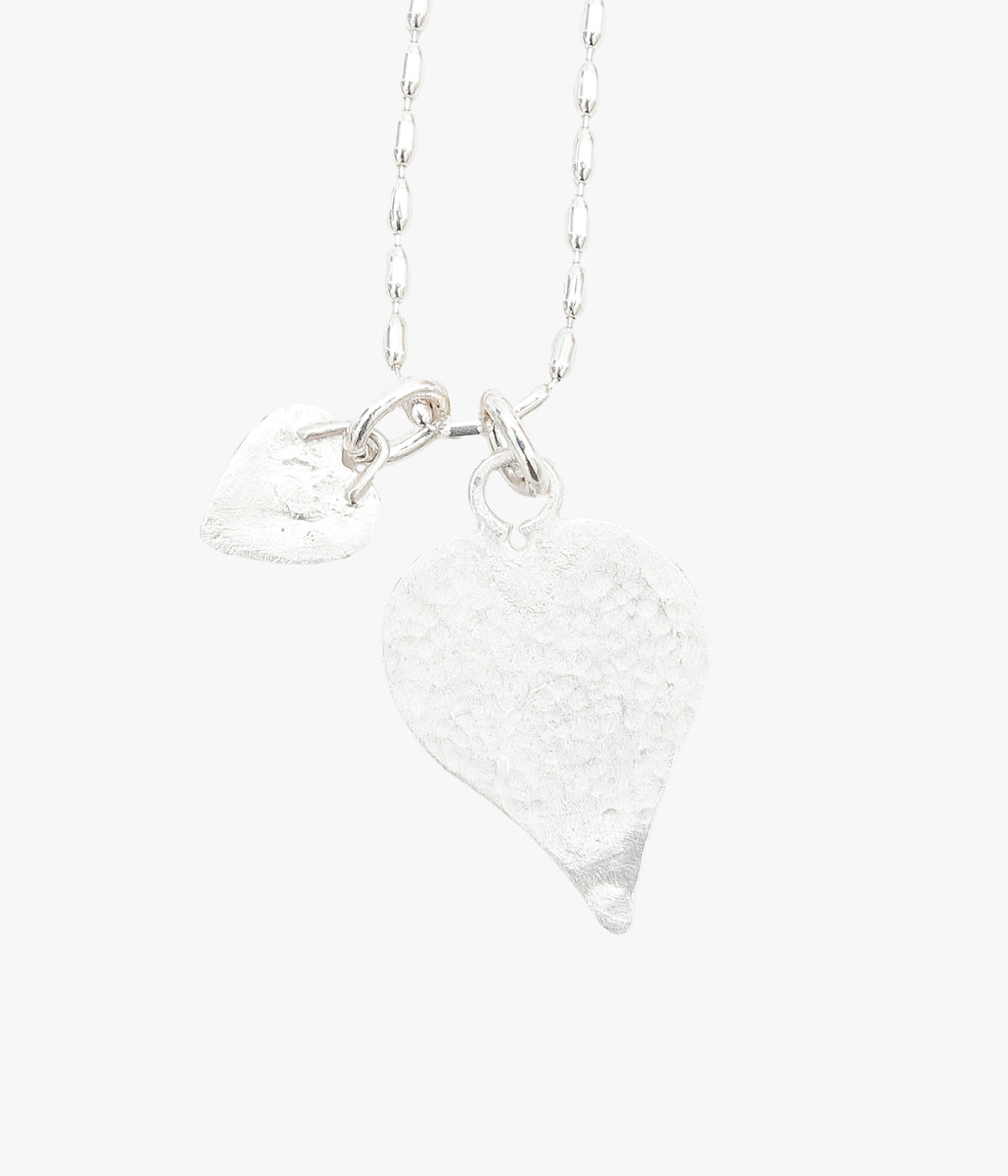 ORNAMENT&CRIME ''HEART CHARM RICE CHAIN NECKLACE W/ MINI HEART'' (SILVER/BRASS)