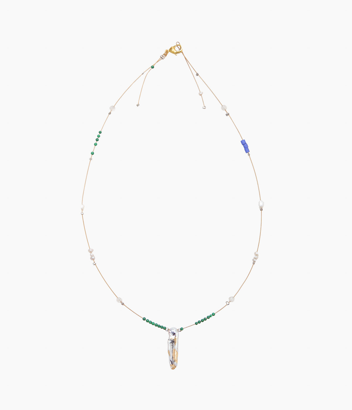 ORNAMENT&CRIME ''PEARL BEADS CHOKER'' (PEARL/SILVER/STONE)