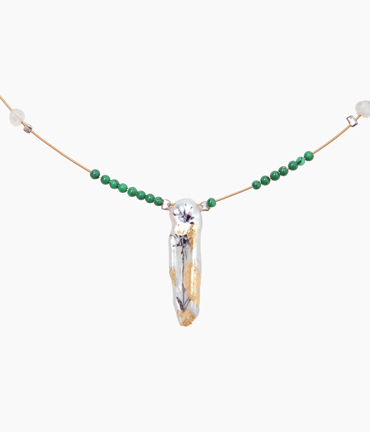 ORNAMENT&CRIME ''PEARL BEADS CHOKER'' (PEARL/SILVER/STONE)