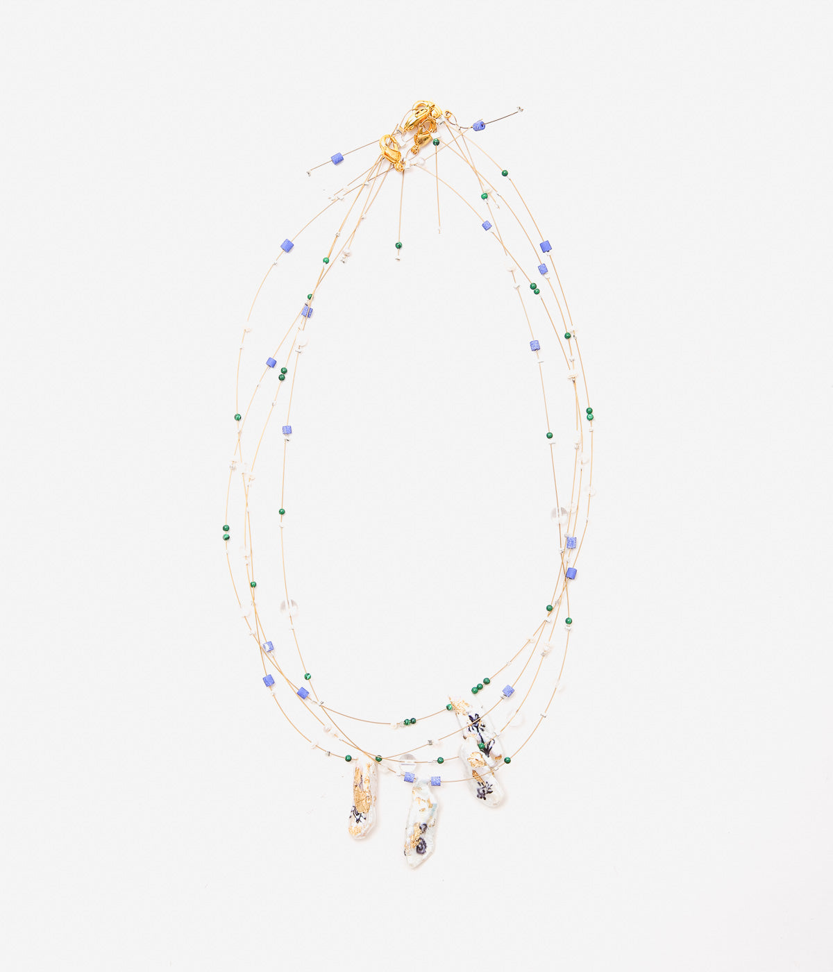ORNAMENT&CRIME ''PEARL BEADS CHOKER'' (PEARL/SILVER/STONE)
