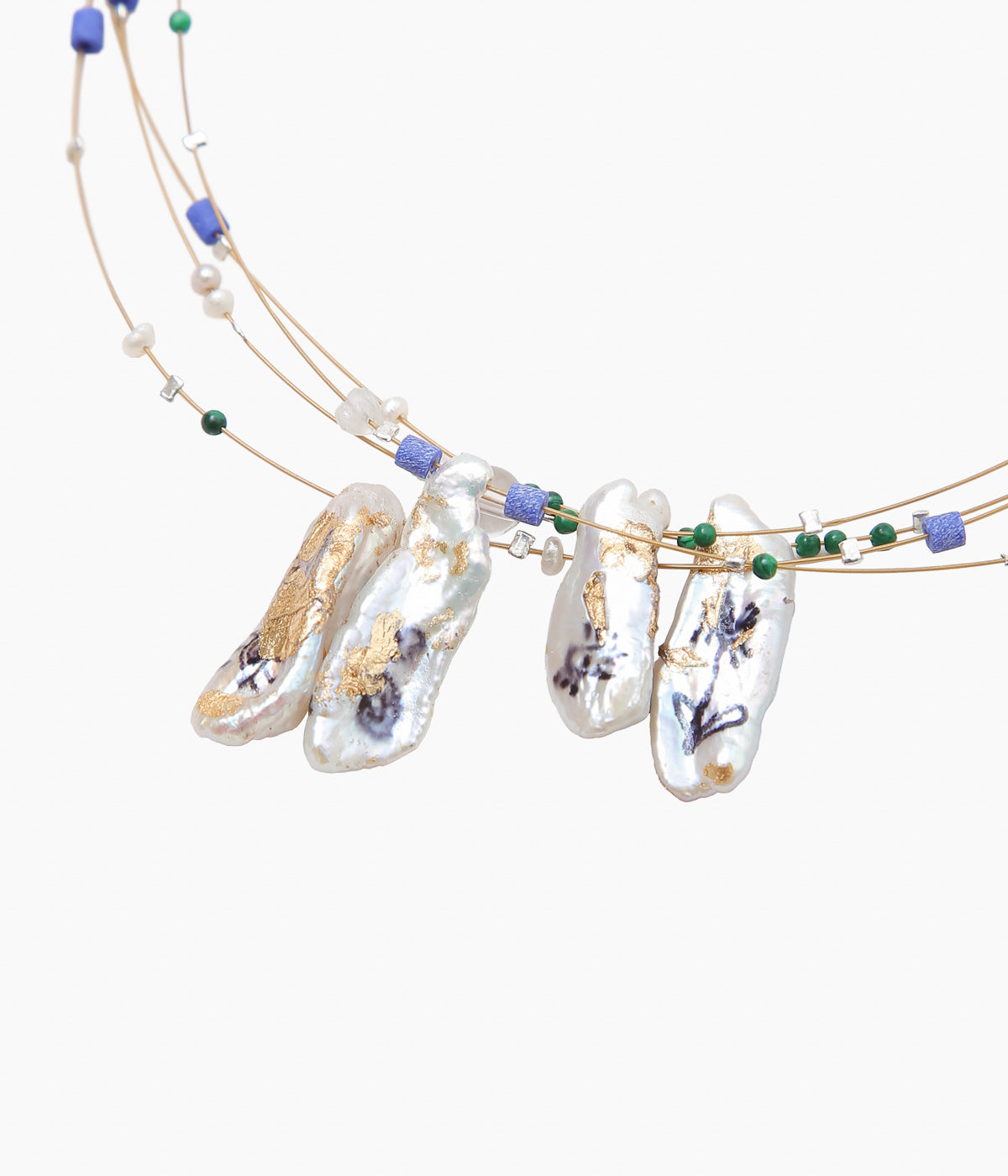 ORNAMENT&CRIME ''PEARL BEADS CHOKER'' (PEARL/SILVER/STONE)