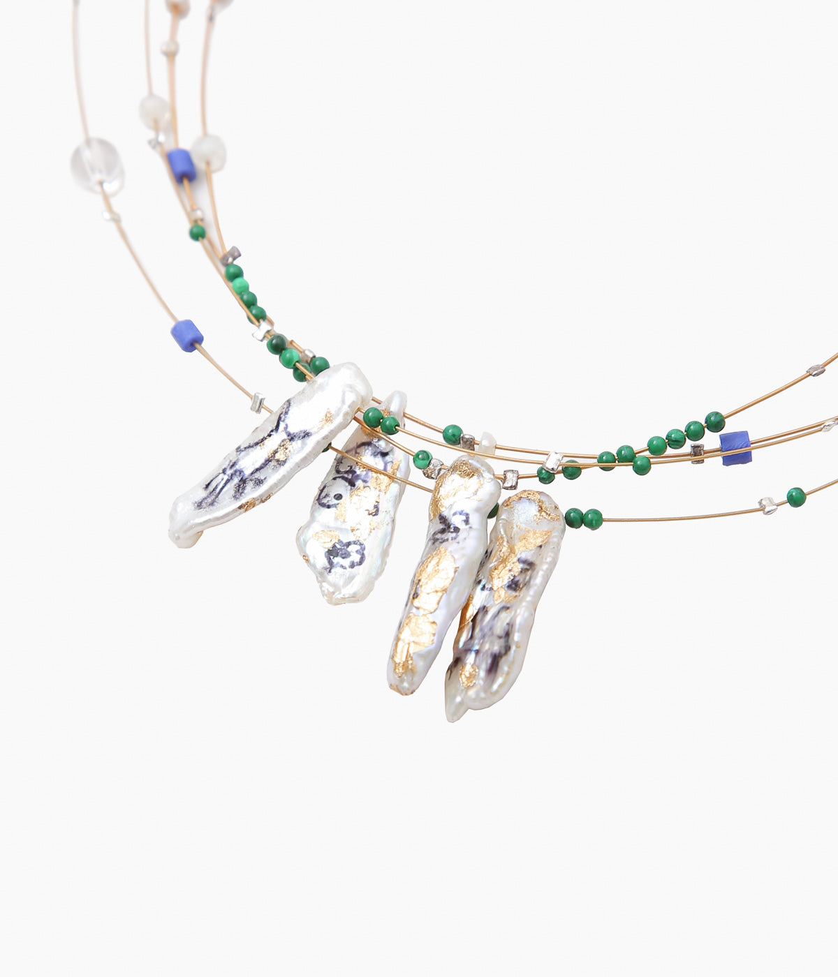 ORNAMENT&CRIME ''PEARL BEADS CHOKER'' (PEARL/SILVER/STONE)