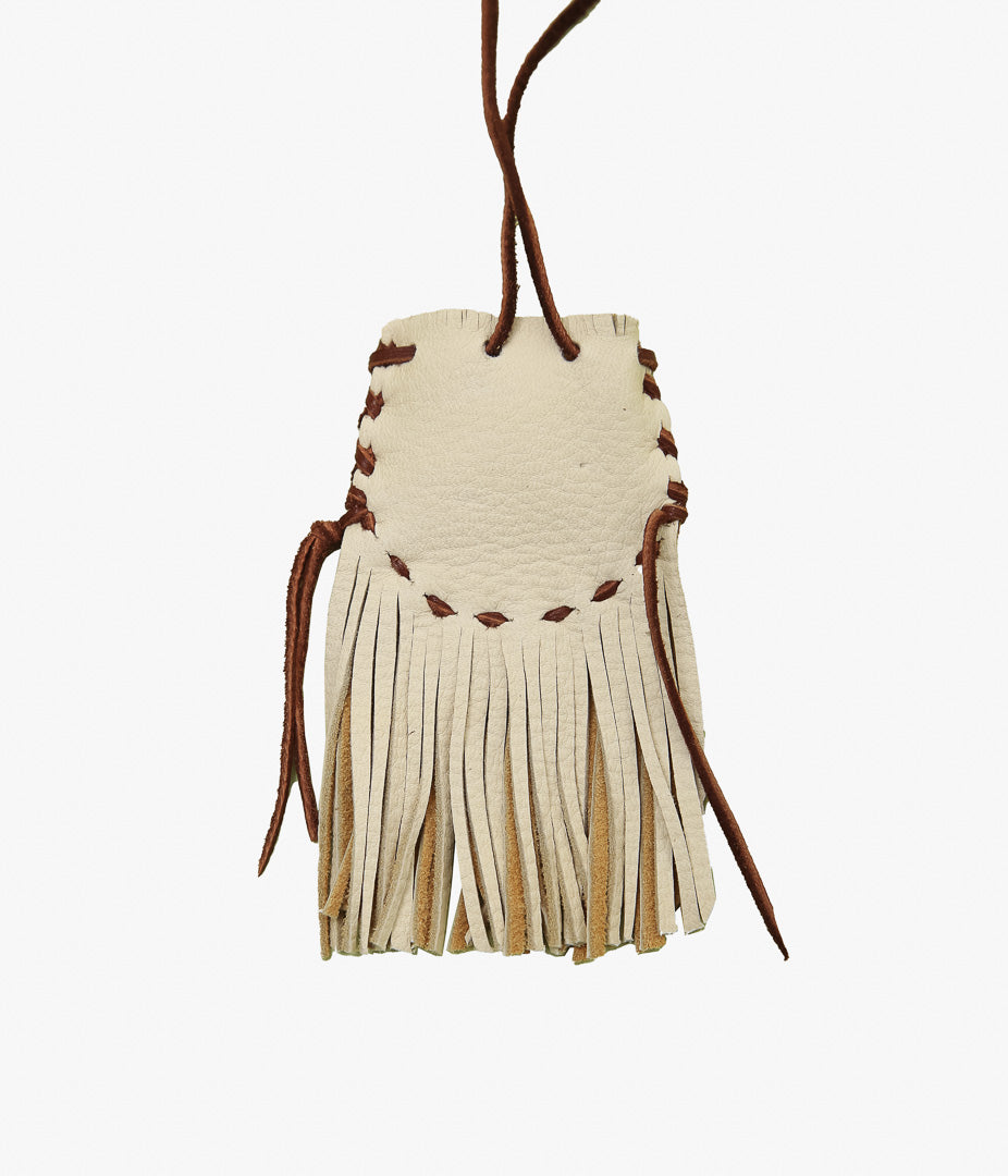 PAM DIETRICH ''AMULET POUCH DEERSKIN / CROSS PAINT'' (PALOMINO GRAIN / TOBACCOLACE)