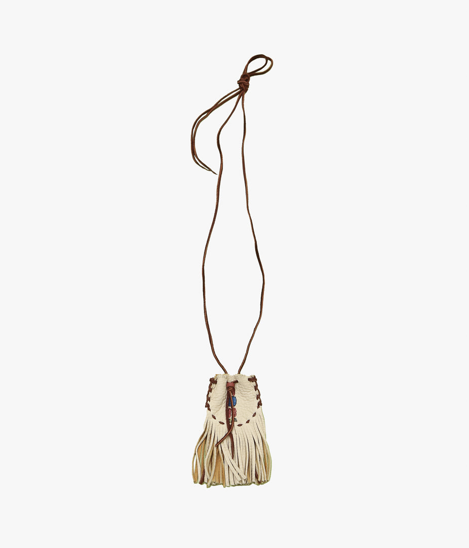 PAM DIETRICH ''AMULET POUCH DEERSKIN / LINE PAINT'' (PALOMINO GRAIN / TOBACCOLACE)