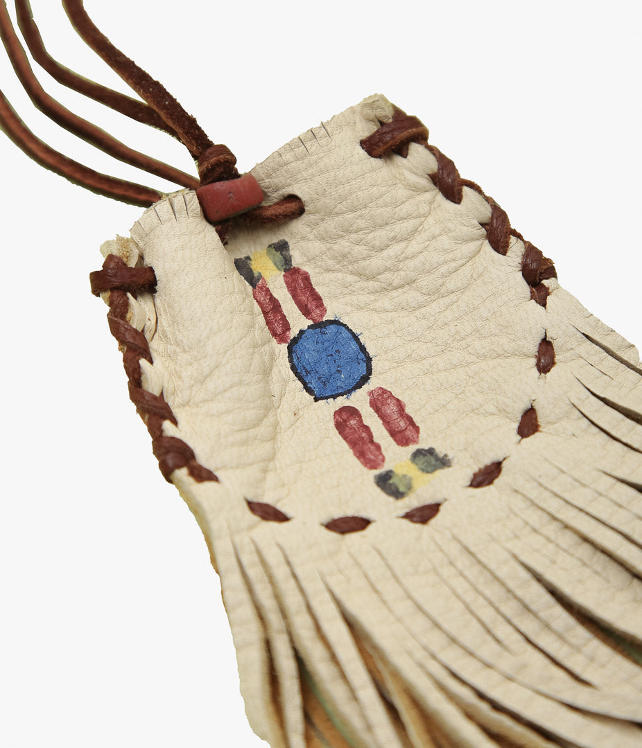PAM DIETRICH ''AMULET POUCH DEERSKIN / LINE PAINT'' (PALOMINO GRAIN / TOBACCOLACE)