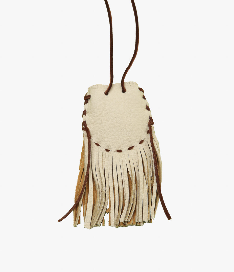 PAM DIETRICH ''AMULET POUCH DEERSKIN / LINE PAINT'' (PALOMINO GRAIN / TOBACCOLACE)