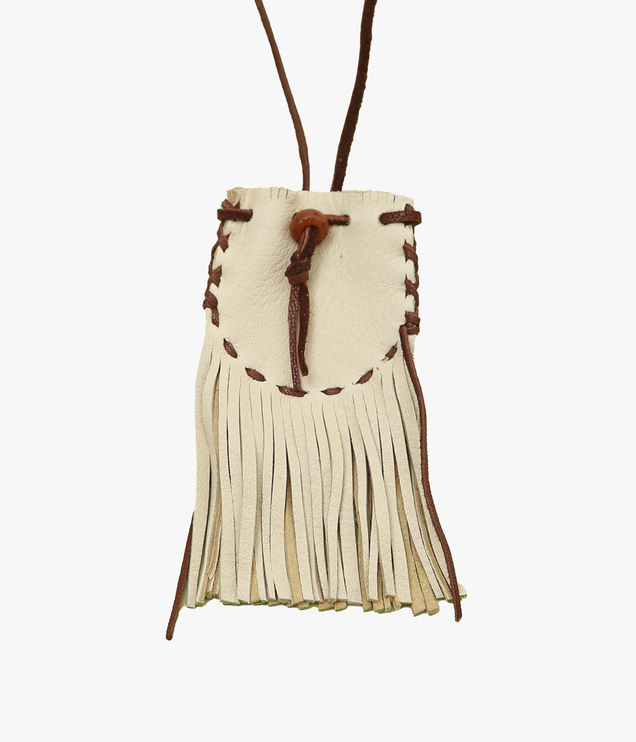 PAM DIETRICH ''AMULET POUCH DEERSKIN'' (PALOMINO GRAIN / TOBACCOLACE)