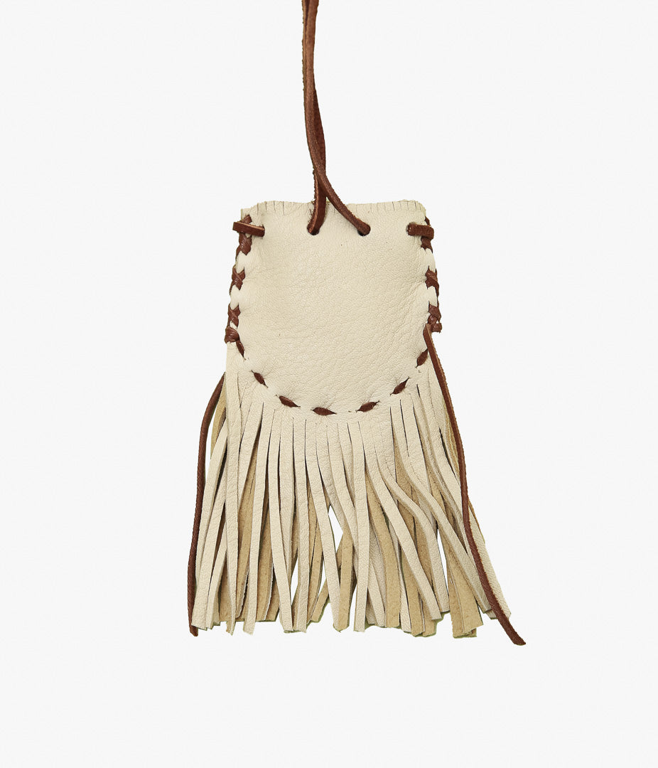 PAM DIETRICH ''AMULET POUCH DEERSKIN'' (PALOMINO GRAIN / TOBACCOLACE)