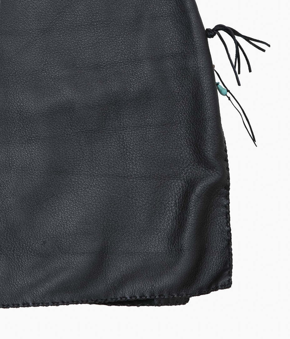 PAM DIETRICH ''DEERSKIN OPEN SIDES VEST'' (NZ BALACK)