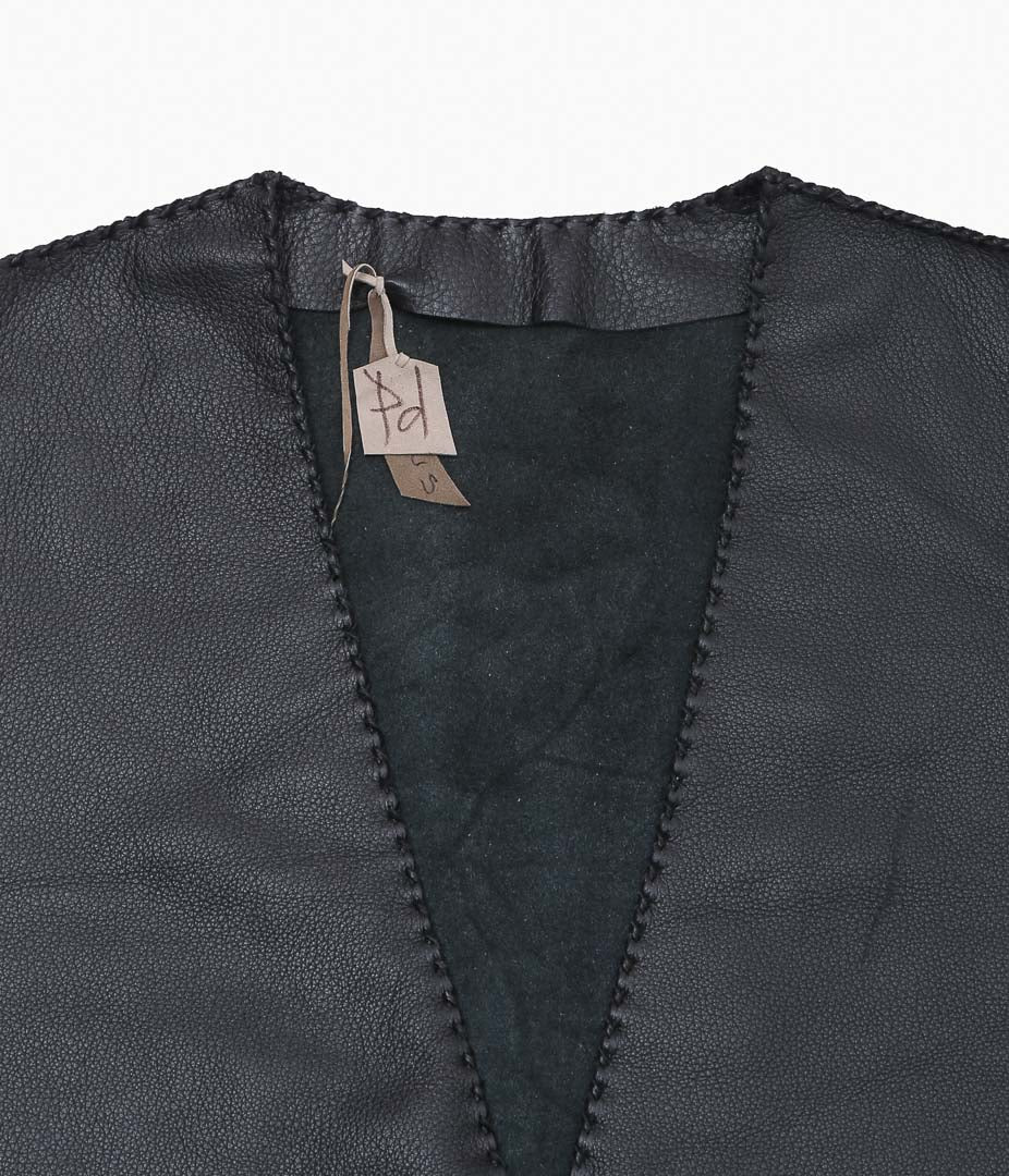 PAM DIETRICH ''DEERSKIN OPEN SIDES VEST'' (NZ BALACK)