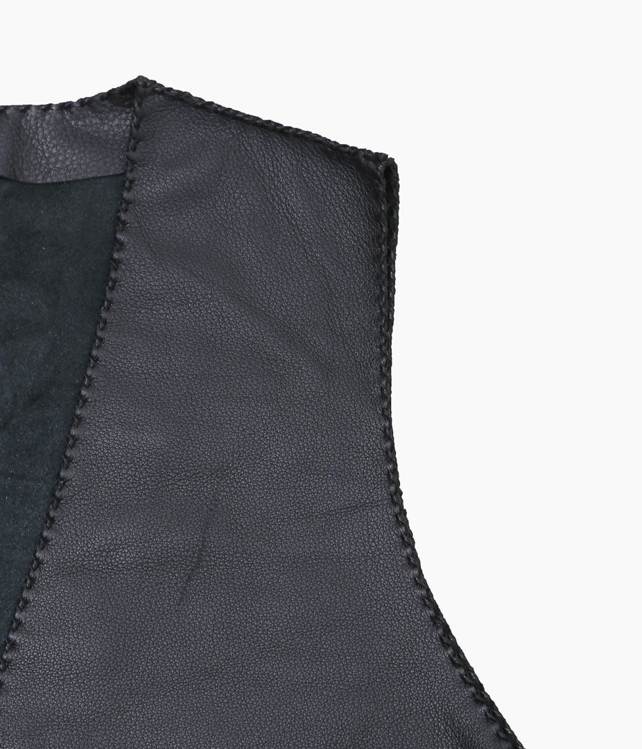 PAM DIETRICH ''DEERSKIN OPEN SIDES VEST'' (NZ BALACK)
