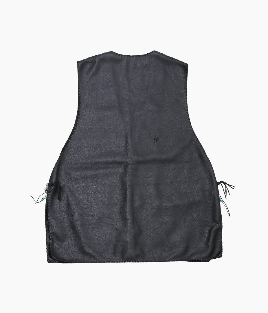 PAM DIETRICH ''DEERSKIN OPEN SIDES VEST'' (NZ BALACK)