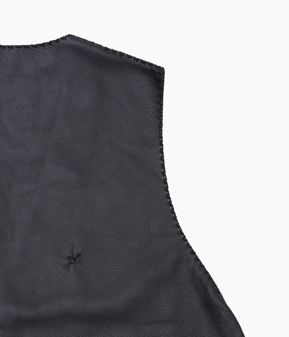 PAM DIETRICH ''DEERSKIN OPEN SIDES VEST'' (NZ BALACK)