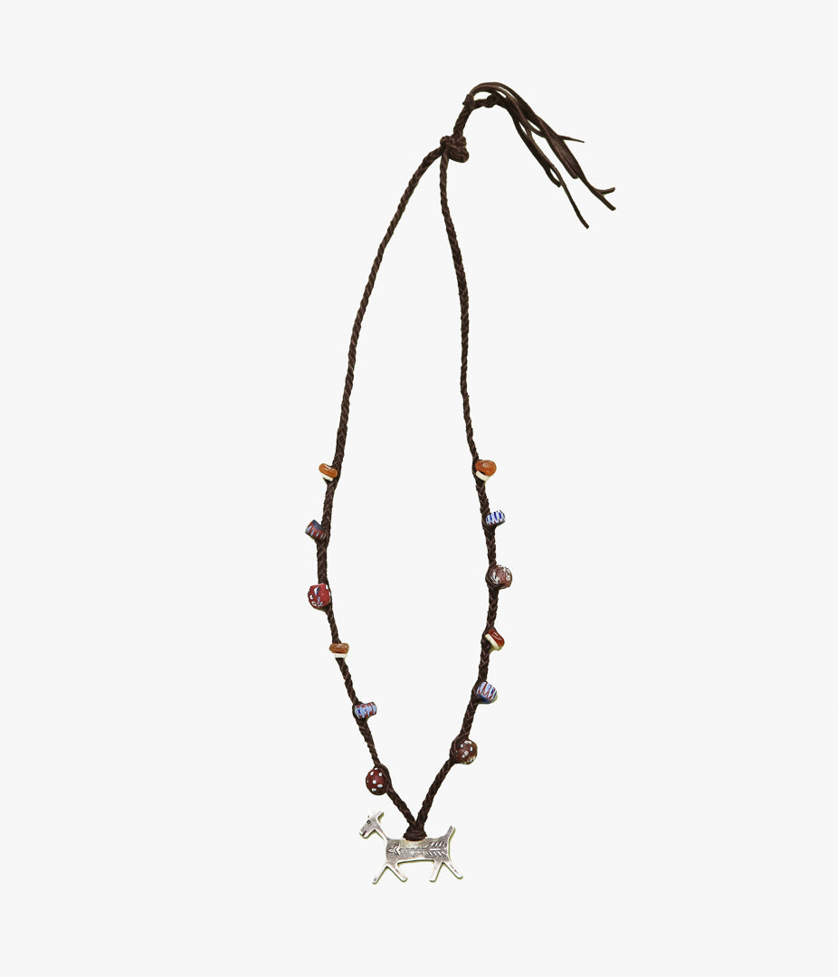 PAM DIETRICH ''HORSE DOG NECLACE / ANTIQUE BEADS MIX'' (SILVER)