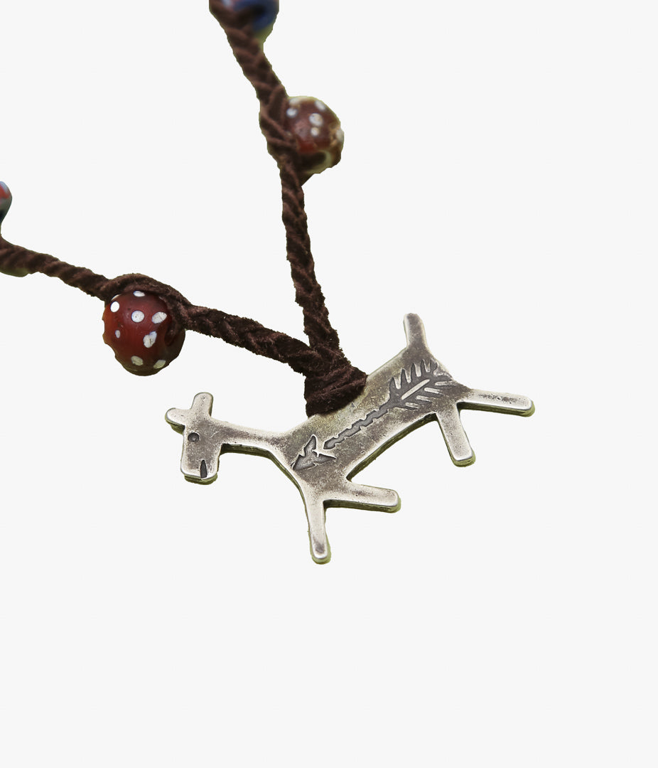 PAM DIETRICH ''HORSE DOG NECLACE / ANTIQUE BEADS MIX'' (SILVER)