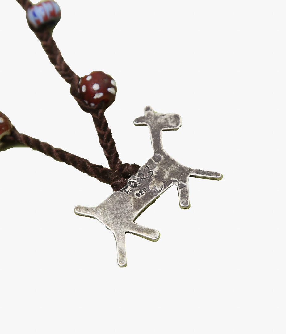 PAM DIETRICH ''HORSE DOG NECLACE / ANTIQUE BEADS MIX'' (SILVER)