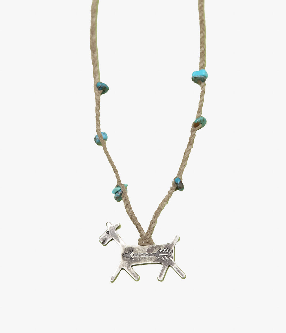 PAM DIETRICH ''HORSE DOG NECLACE / TURQUOISE'' (SILVER)