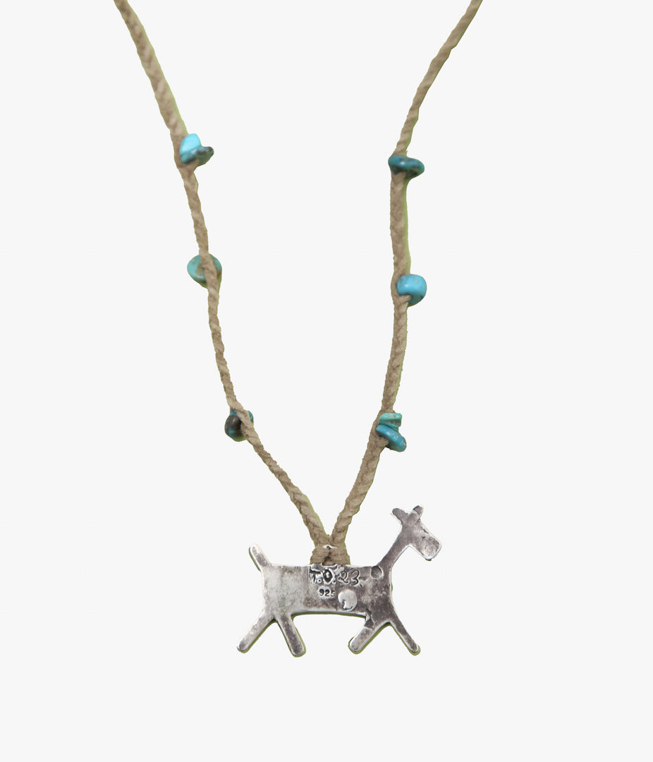 PAM DIETRICH ''HORSE DOG NECLACE / TURQUOISE'' (SILVER)