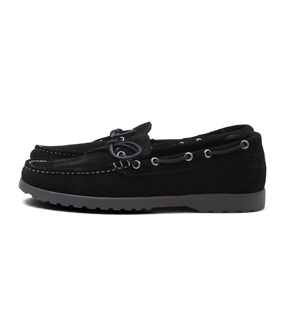 QUODDY TRAIL MOCCASIN ''CANOE SHOES(COMFORT LUG SOLE)'' (BLACK SUEDE)