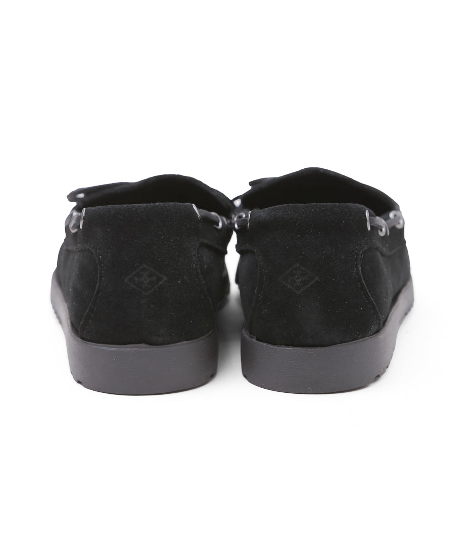 QUODDY TRAIL MOCCASIN ''CANOE SHOES(COMFORT LUG SOLE)'' (BLACK SUEDE)