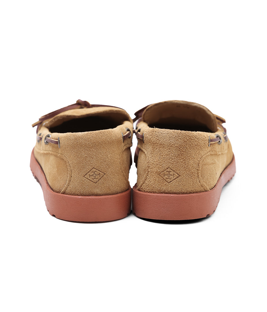 QUODDY TRAIL MOCCASIN ''CANOE SHOES(COMFORT LUG SOLE)'' (TOAST SUEDE)