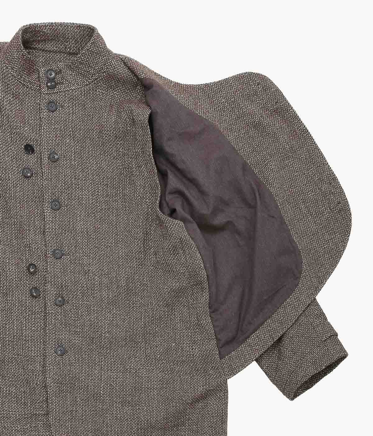 SEVENTY FIVE ''MID-LENGTH PIPA JACKET (LINEN / WOOL)'' (BROWN)