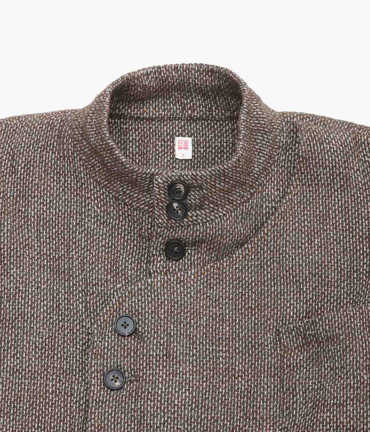 SEVENTY FIVE ''MID-LENGTH PIPA JACKET (LINEN / WOOL)'' (BROWN)
