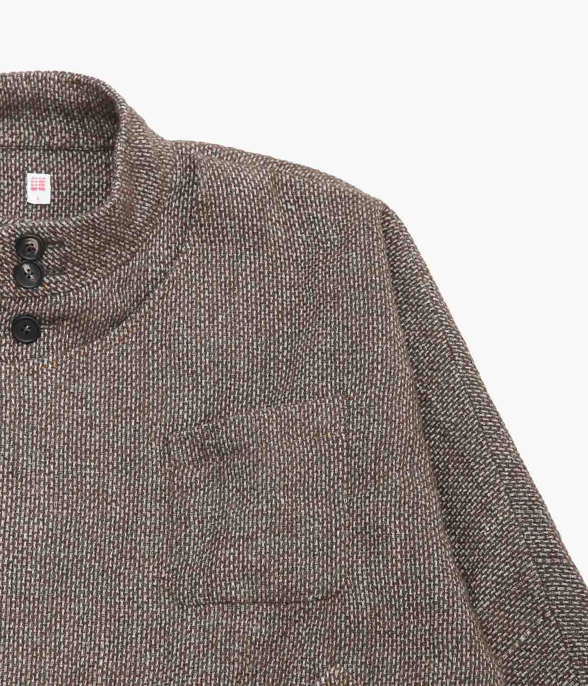 SEVENTY FIVE ''MID-LENGTH PIPA JACKET (LINEN / WOOL)'' (BROWN)