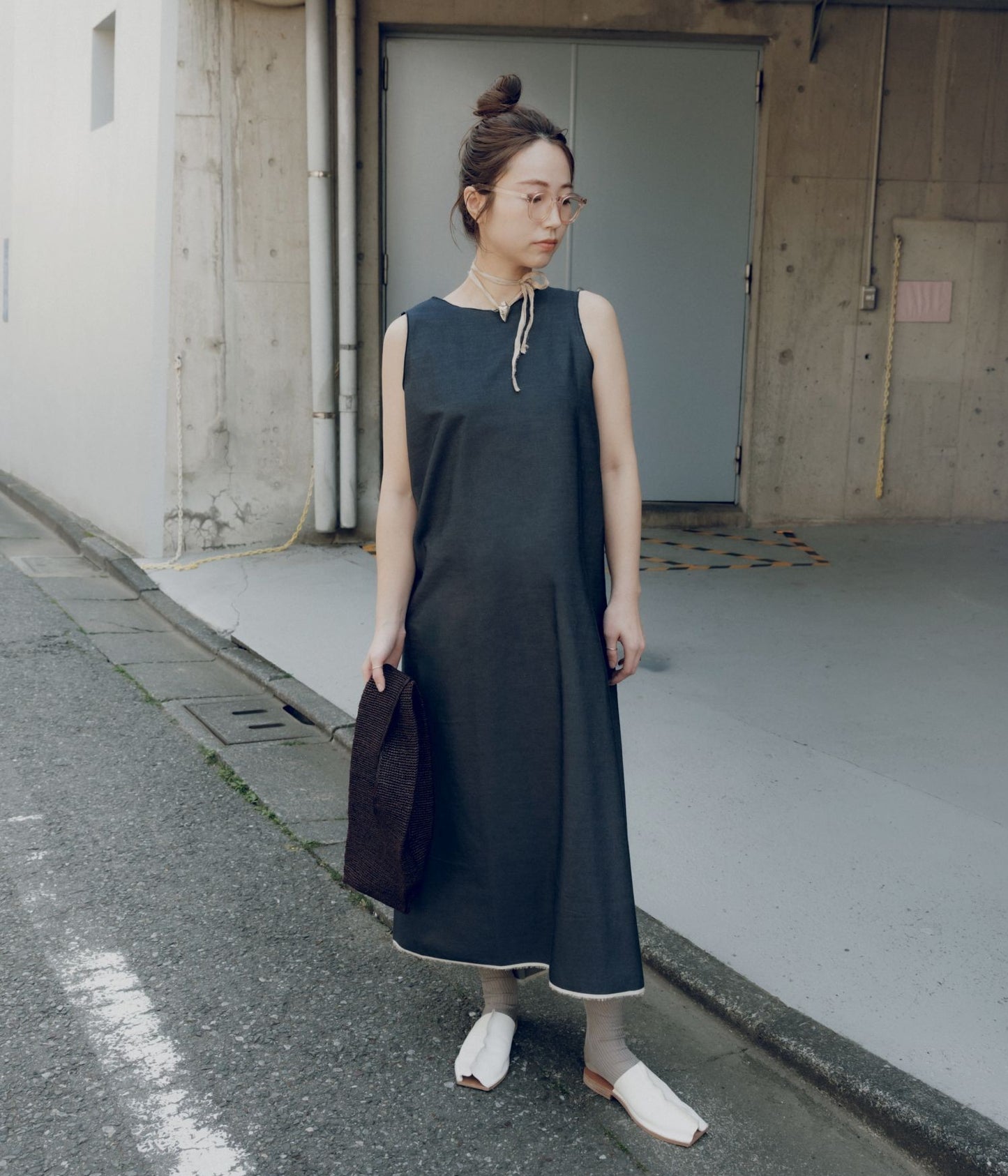 SEYA. ''TEMPLE SUMMER DRESS'' (INDIGO DYE)