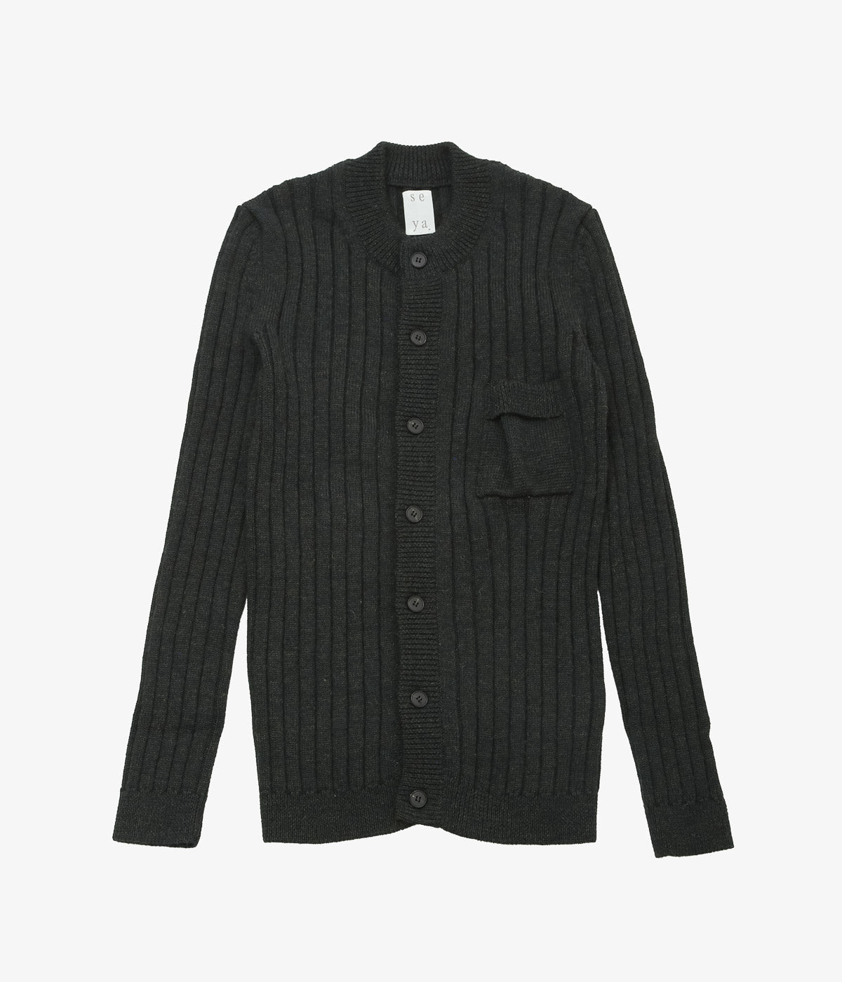 SEYA. ``SHRINKED RIB CARDIGAN'' (SPRUCE)
