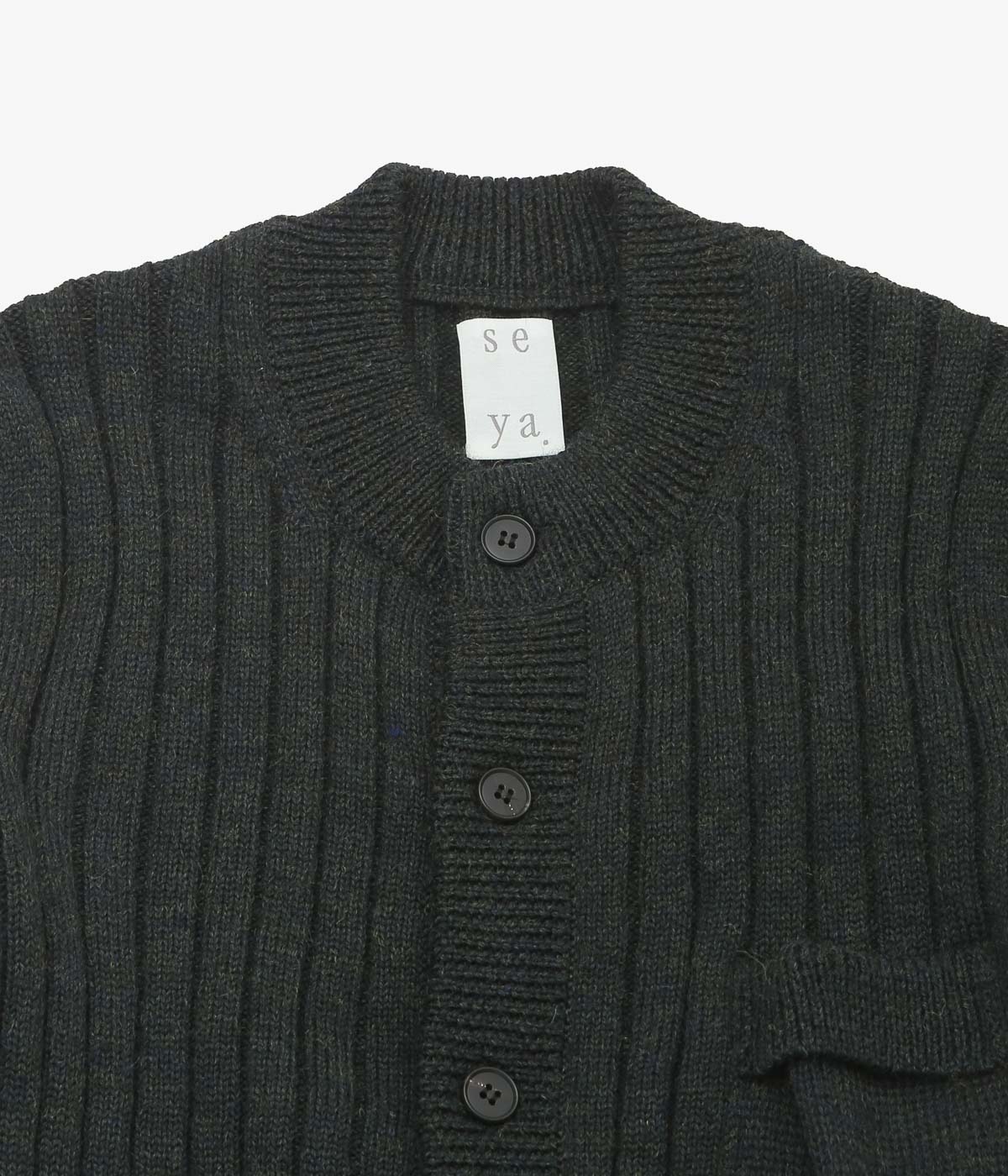 SEYA. ``SHRINKED RIB CARDIGAN'' (SPRUCE)
