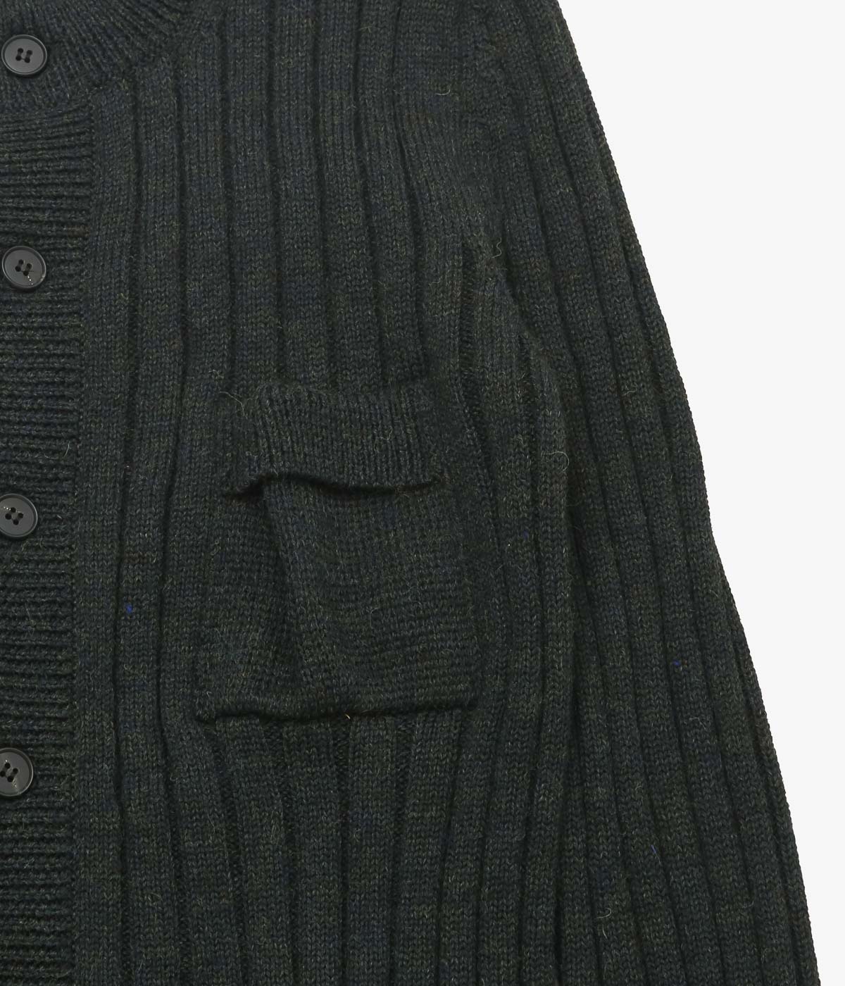 SEYA. ``SHRINKED RIB CARDIGAN'' (SPRUCE)
