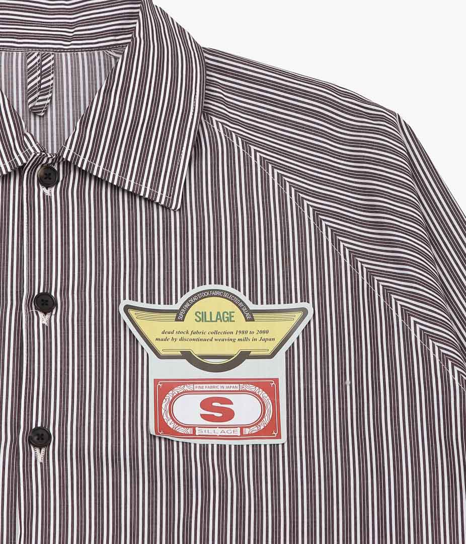 SILLAGE ''BIG POCKET OVERSHIRT'' (DEADSTOCK BROWN RANDOM STRIPE)