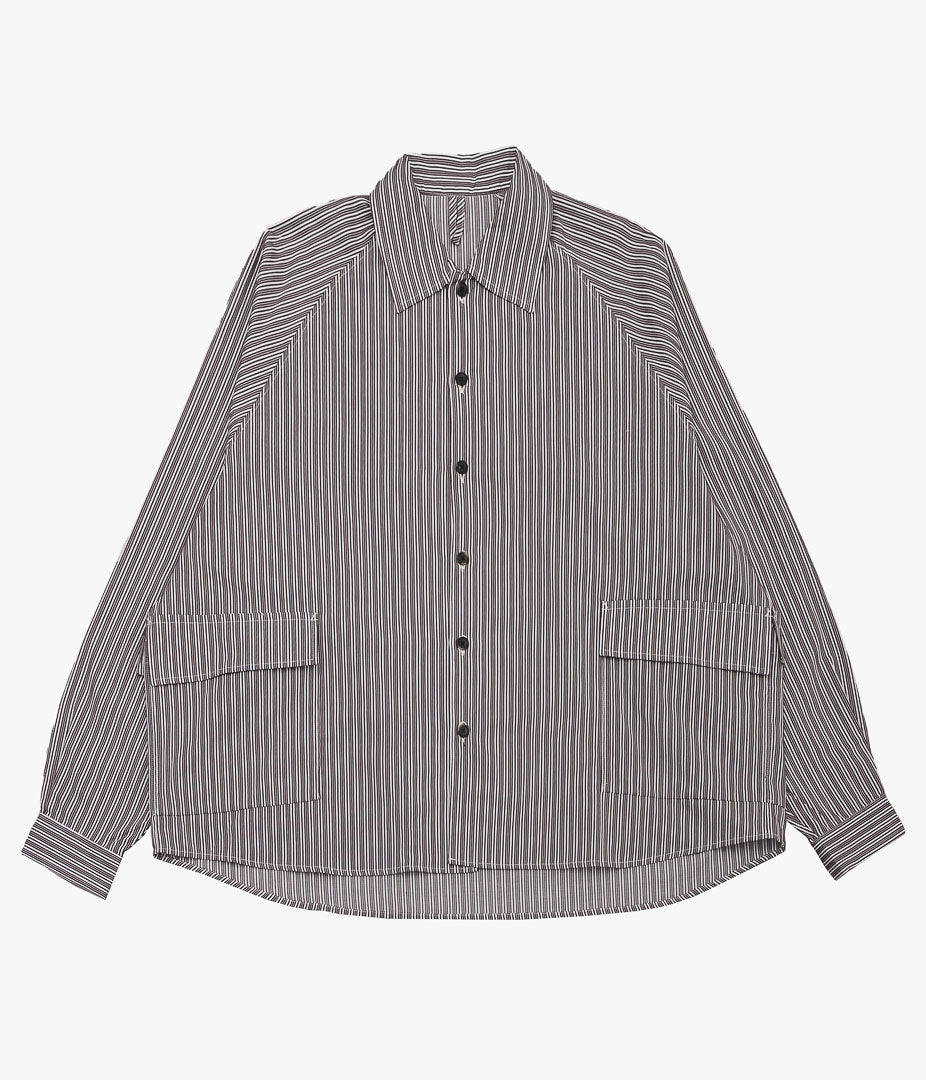 SILLAGE ''BIG POCKET OVERSHIRT'' (DEADSTOCK BROWN RANDOM STRIPE)
