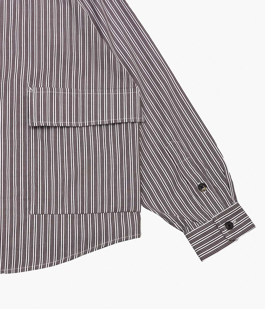 SILLAGE ''BIG POCKET OVERSHIRT'' (DEADSTOCK BROWN RANDOM STRIPE)