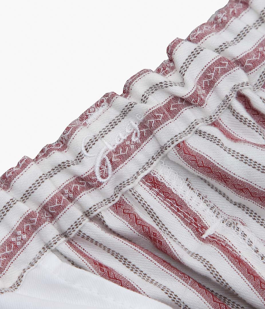 SILLAGE ''CIRCULAR FATIGUE SHORT PANTS'' (DEADSTOCK JACQUARD RED STRIPE)