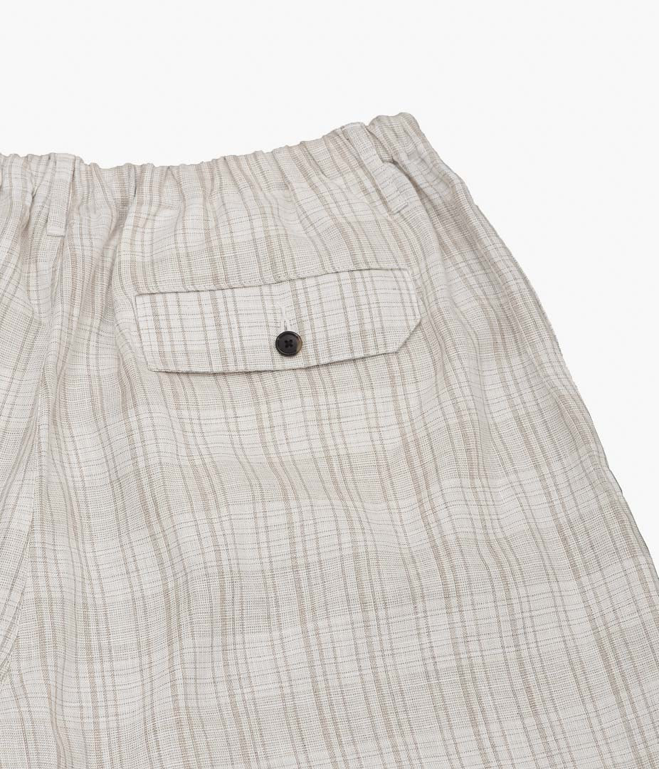 SILLAGE ''CIRCULAR FATIGUE SHORT PANTS'' (DEADSTOCK LINEN NATURAL CHECK)