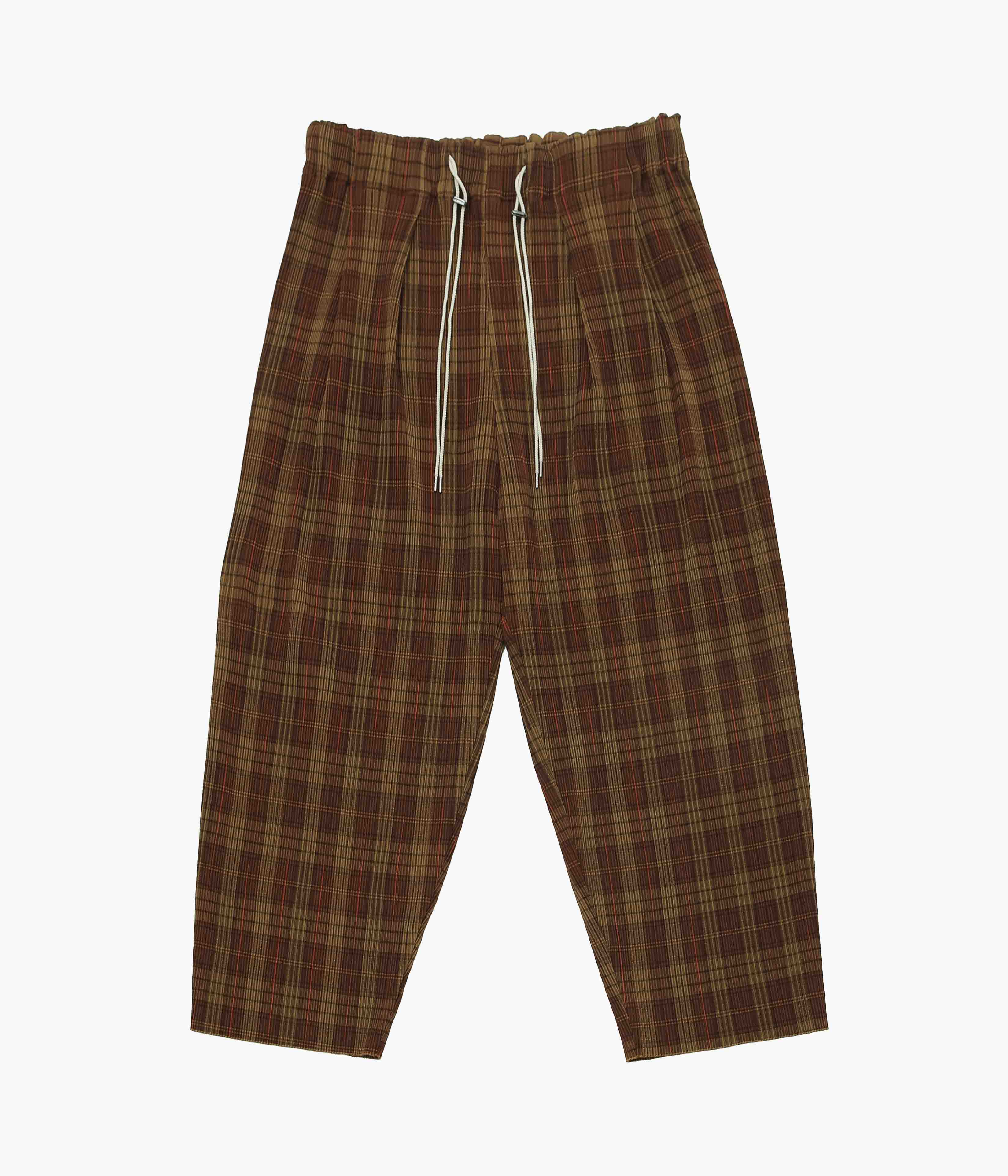 SILLAGE ''CIRCULAR PLEATS PANTS DEADSTOCK WATAHIKO TEX BROWN