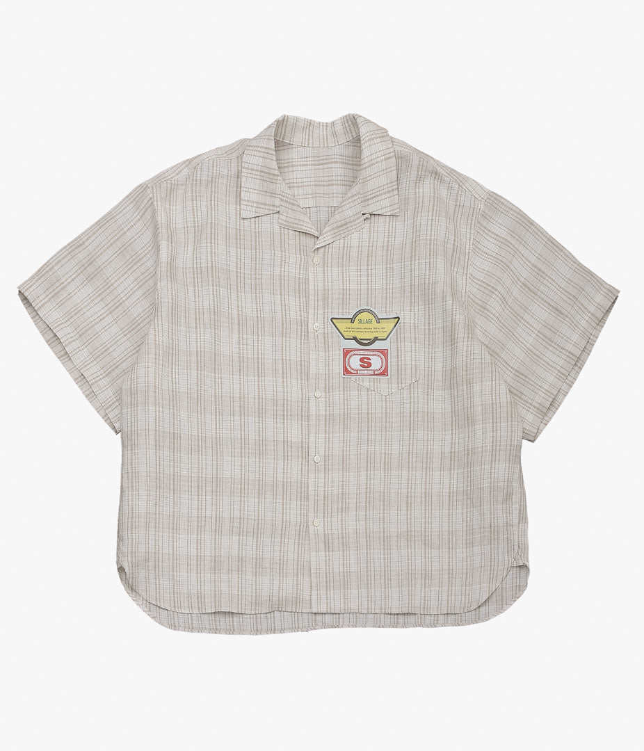 SILLAGE ''RE-ENGINEERED OVERSHIRT SHORT SLEEVE'' (DEADSTOCK LINEN NATURAL CHECK)