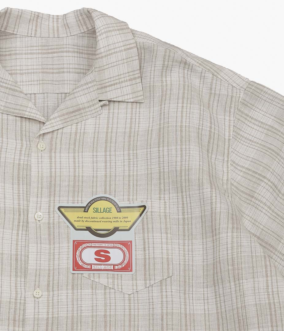 SILLAGE ''RE-ENGINEERED OVERSHIRT SHORT SLEEVE'' (DEADSTOCK LINEN NATURAL CHECK)