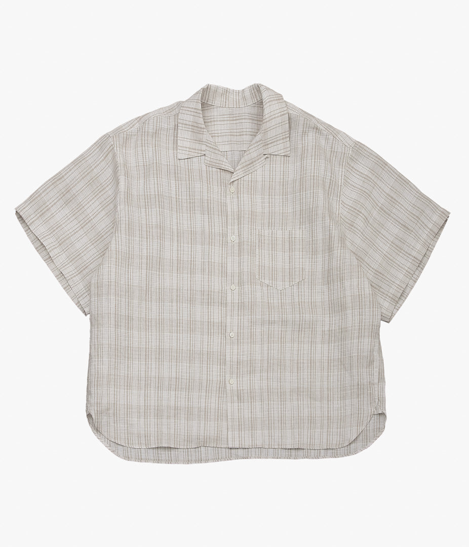 SILLAGE ''RE-ENGINEERED OVERSHIRT SHORT SLEEVE'' (DEADSTOCK LINEN NATURAL CHECK)