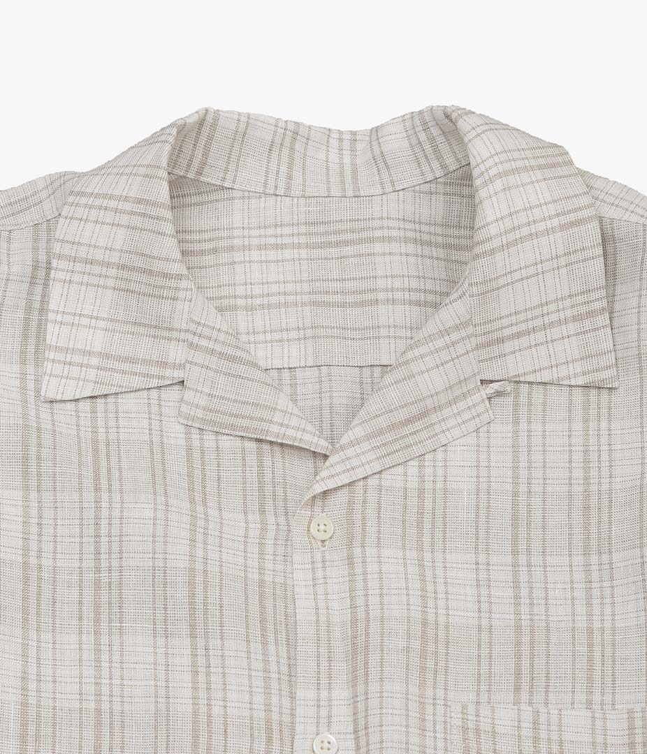 SILLAGE ''RE-ENGINEERED OVERSHIRT SHORT SLEEVE'' (DEADSTOCK LINEN NATURAL CHECK)