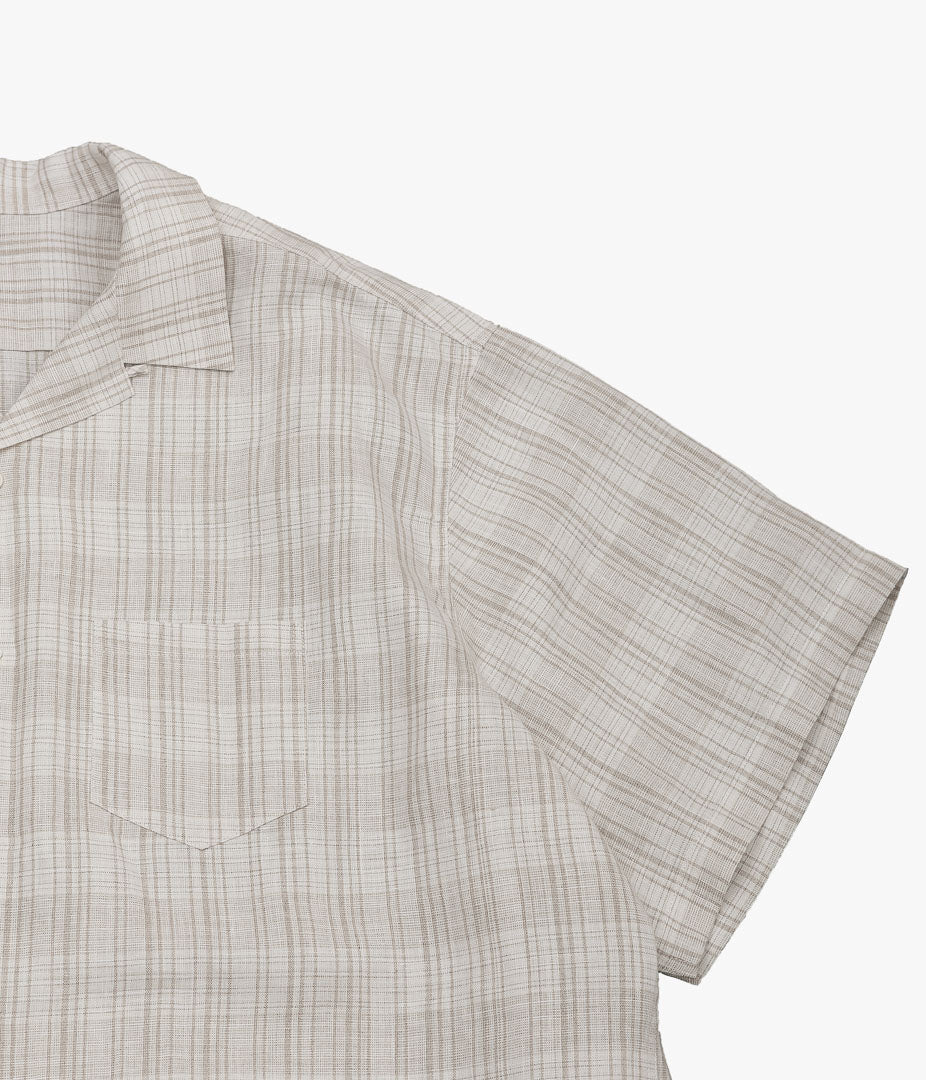 SILLAGE ''RE-ENGINEERED OVERSHIRT SHORT SLEEVE'' (DEADSTOCK LINEN NATURAL CHECK)
