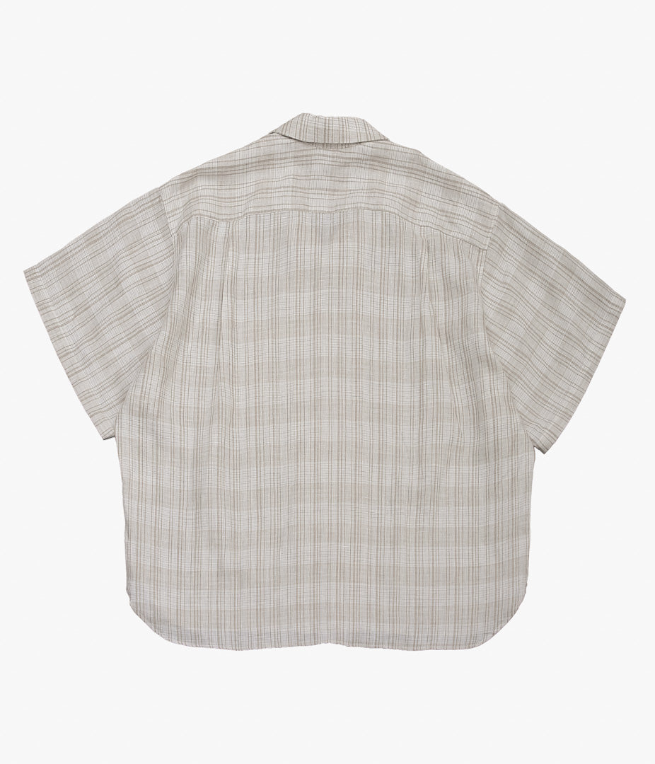 SILLAGE ''RE-ENGINEERED OVERSHIRT SHORT SLEEVE'' (DEADSTOCK LINEN NATURAL CHECK)