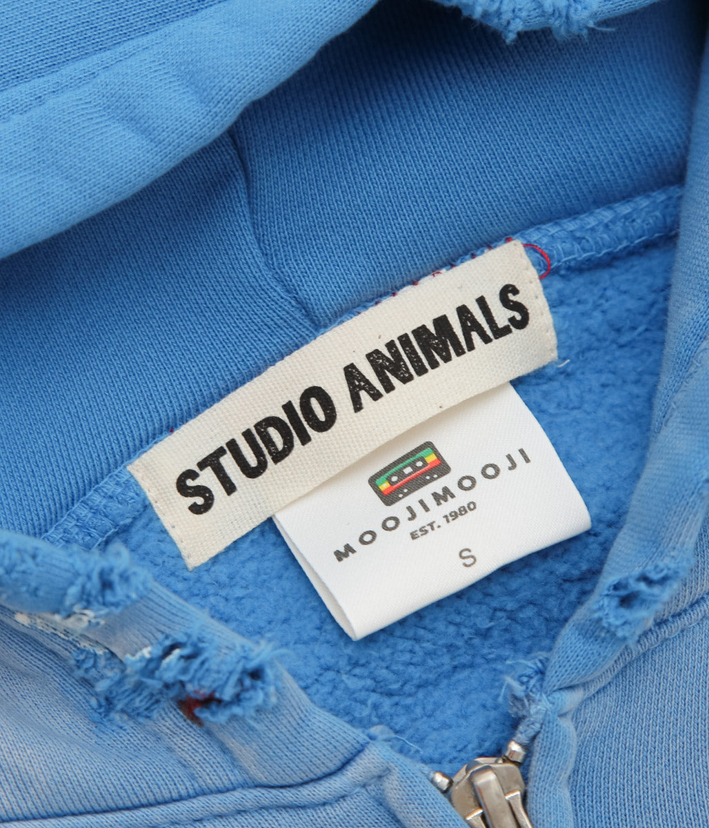 STUDIO ANIMALS ''×MOOJIMOOJI ”ANIMALS LETTER" HOODIE'' (BLUE)
